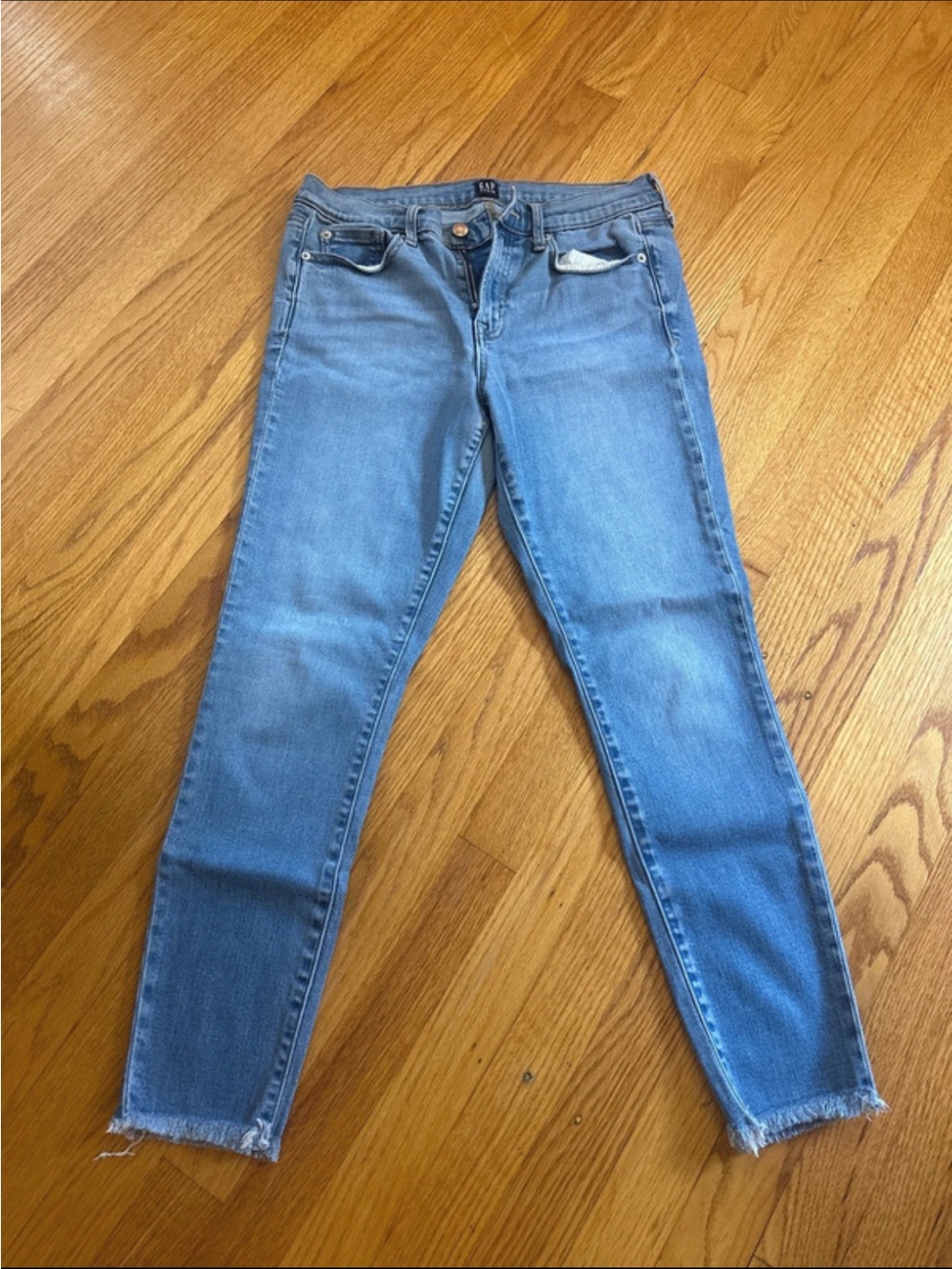 GAP Light Blue Skinny Jeans with Frayed Hem